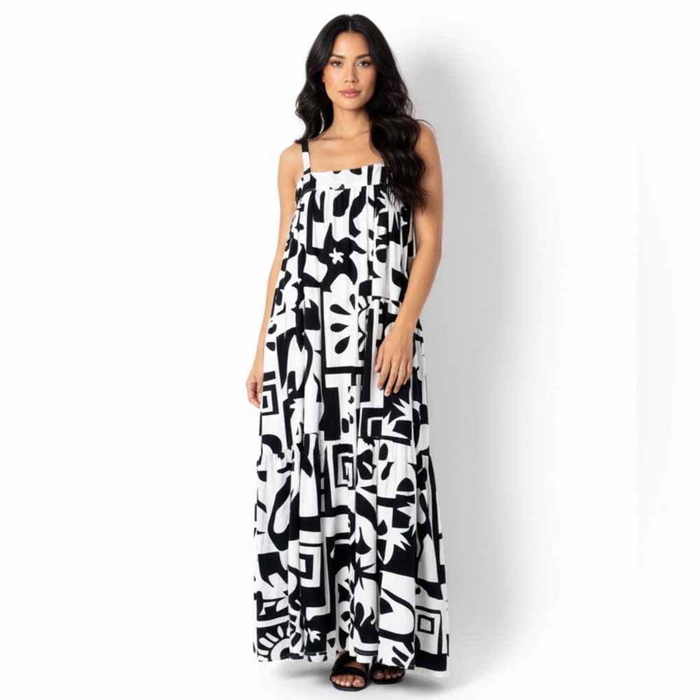 Abel The Label Anthropologie Sol Aztec Smock Maxi Dress